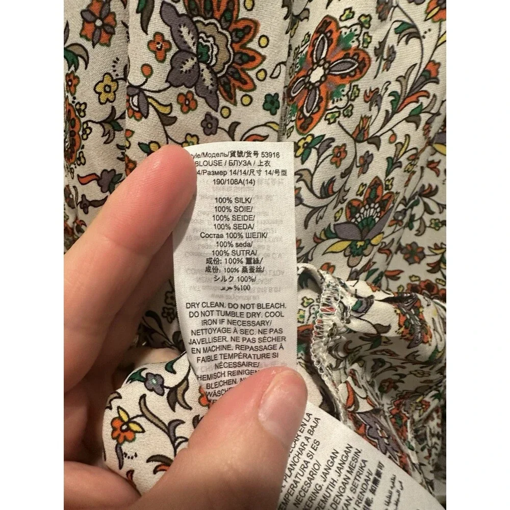 Tory Burch Floral Ruffle Peasant Blouse Women’s 3/4 Sleeve Boho Square Neck Top